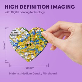1 x Heart MDF Magnets - Lille France French Travel Map Holiday 45564