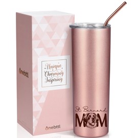 Onebttl Dog Mom Gifts, Dog Lover Gifts for Women, Best Dog Mom Ever, 20 oz Rose Gold Insulated Tumbler - St Bernard Mom