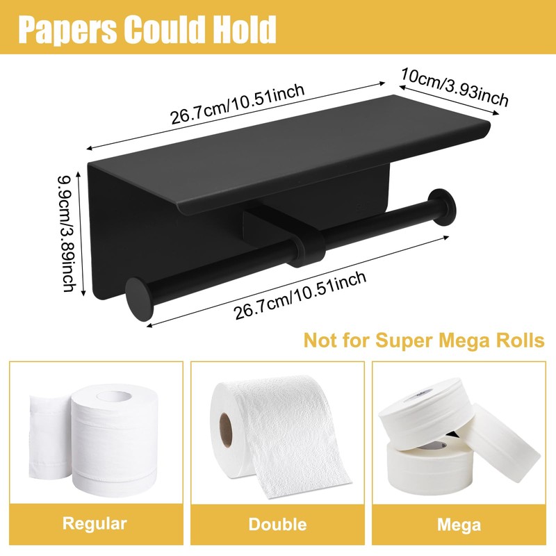 Double Toilet Paper Holder, Stainless Steel Tissue Paper Holder with