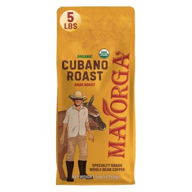 Mayorga Mayorga Dark Roast Coffee 5lb bag Cubano Roast Coffee 100% Arabica Caf Whole Coffee Beans - Smoothest Organic Coffee - Specialty Grade, Non-GMO, Direct Trade