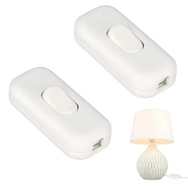 2Pcs Inline Switch, Durable 250V Lamp Switchs, 6A in Line Switch for Lamps, Replacement, Switchs for Convenience for Home School Office Table Lamp/Floor, Etc. (White)