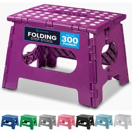 Handy Laundry Folding Lightweight Step Stool is Sturdy Enough to Support Adults and Safe Enough for Kids. Opens Easy with One Flip. Great for Kitchen, Bathroom or Bedroom. (Purple)