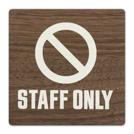 Two-face Staff Only Staff Room Sign Plate Domestic MDF Door Sign Room Plate (Brown)