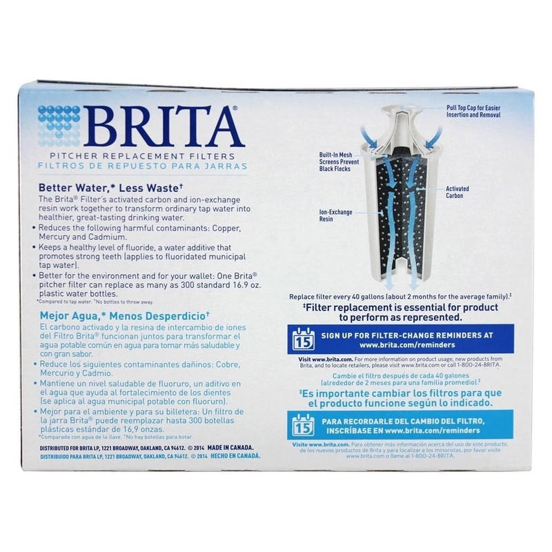 Brita Water Pitcher Replacement Filters, White 3 Filters