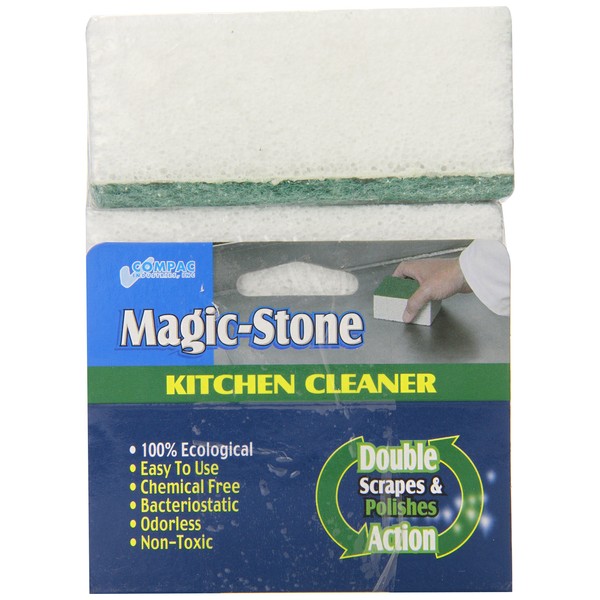 Compac Home Magic-Stone Kitchen Cleaner Scrub - 2-Sided Scouring Stone, Easily Removes Stubborn Food Grime, Grease, 3 Count