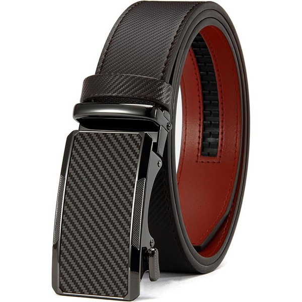DOOPAI Men's Adjustable Ratchet Belt - Brown Leather Dress Belt