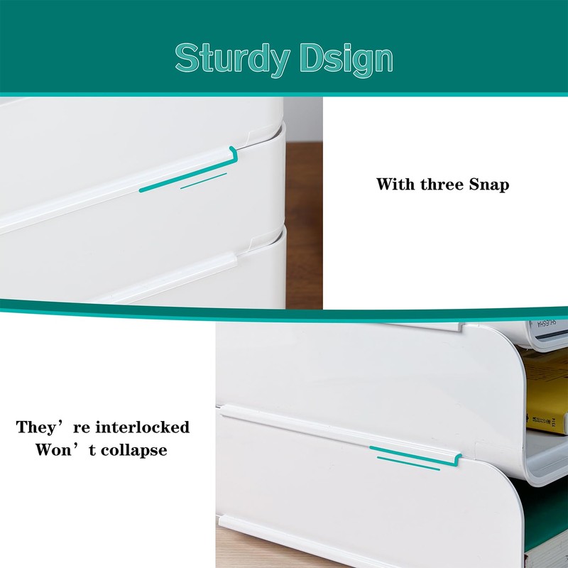 4 Tiers Stackable A4 Paper Trays, Office Desk File Holder,