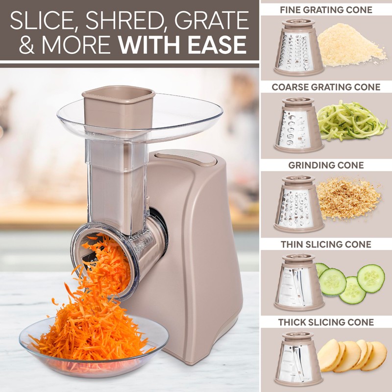 COOK WITH COLOR 5-in-1 Electric Slicer, 150W Food Prep Machine