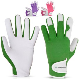 NickyPicky Leather Gardening Gloves for Men and Women - Breathable Thorn Proof Gardening Gloves - Multipurpose Construction, Woodworking, Welding Gloves - Heavy Duty Work Gloves - Gardening Gifts