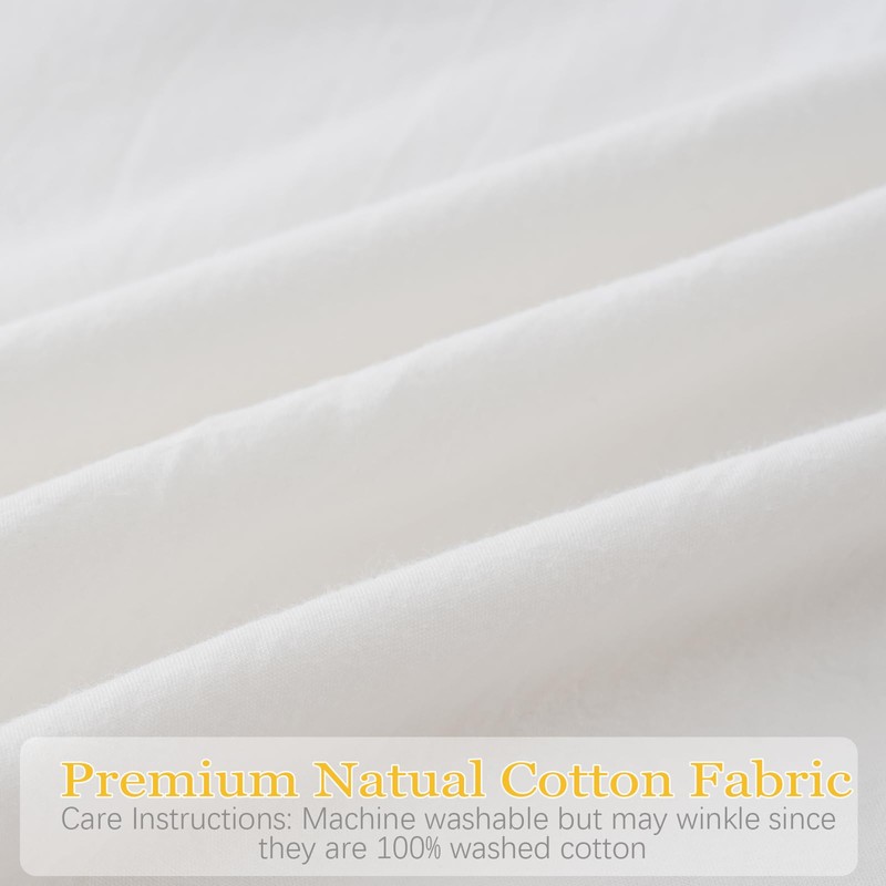 Off White Ruffled Body Pillow Cover 1 Piece Washed Cotton