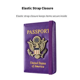 Passport Holder and Card Slot Combo RFID Blocking Leather Travel Passport Wallet for Men and Women US Passport Cover, Purple