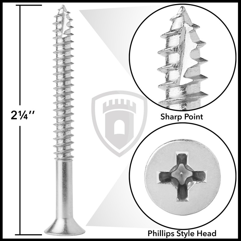 Cauldham Black Wood Screws #9 x 2-1/4 Inch for Door