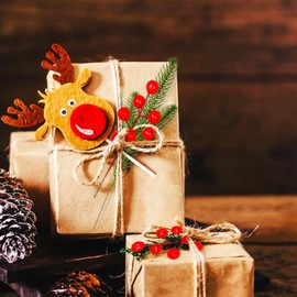 95PCS Christmas Wrapping Decorations Crafts for Gift Package, Artificial Pine Branches, Faux Greenery Stems, Red Berry Picks, Winter Xmas Holiday Decor