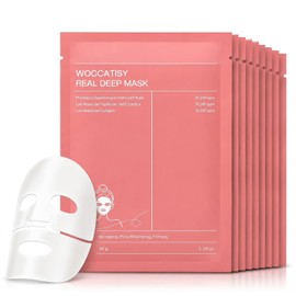 Mascarilla Facial de Colageno para Mujer：Hidratacion Profunda 8 Horas-Minimiza los Poros Y Aumenta La Elasticidad para una hidratación durader 8 Piezas-Overnight Hydrogel Facial Mask, Minimiza Poros y Piel Radiante
