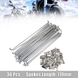 sourcing map 36 Pieces 3.5 mm Thread Diameter Motorcycle Wheel Spokes with Nipple 170 mm Length DE