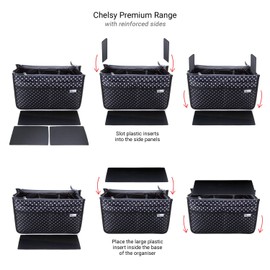 Periea 'Chelsy' Premium Handbag Organiser Insert: Structured Travel Pouch for Tote Bag, Purse Insert for Efficient Bag Organisation - Small, White
