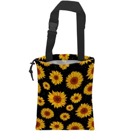 KXWQTRDD Car Garbage Bag Blooming Yellow Sunflowers Drawstring Car Trash Bag Hanging for Back Seat with Adjustable Buckle Canvas Vehicle Trash Can Easy-to-Install