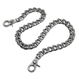 UNIQSUM Strong Skull Flat Soft curved Leash wallet chain Biker Punk Key chain SJ61B (Gun-Metal Full)
