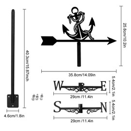 SUPERDANT Anchor Weather Vane Anchor Weathervanes Black Metal Wind Vanes Anchor Weather Vanes Weathervane Garden Ornament for Farmhouse Garden Outdoor Yard Roof Shed Paddock Decoration