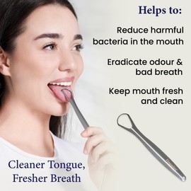 Happier Happier Tongue Scraper - Stainless Steel Tongue Scrapers for Adults - Plastic Free Tongue Cleaner with Ergonimic Handle Restore Fresh Breath for Men and Women