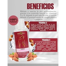 Aceite de almendras postoperatorio rico en vitamina A y E, ideal para posparto y ciugia plastica, liposuccion lipoabdominoplastia, masajes drenaje linfatico