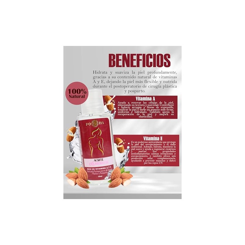Aceite de almendras postoperatorio rico en vitamina A y E,