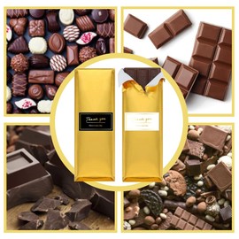FDKYOEK Chocolate Bar Foil Wrappers, Aluminum Foil Candy Wrappers with 120PCS Thank You Stickers, 11 x 7.9 Inch Chocolate Bar Packaging Papers for Gift Wrapping, Gold