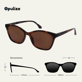 Opulize Kat Sun Reader - Cat Eye Cat's Eye Socket - UV400 Protection with UVA & UVB Filter - Men & Women - Spring Hinges - S59, Shiny Brown Tortoiseshell - Brown Tinted Lenses