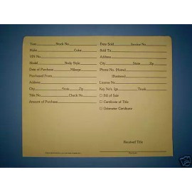 AutoDealerSupplies FORM "RECORDS  ENVELOPE" Package of 100   simple