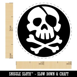 Pirate Skull and Crossbones Jolly Roger Self-Inking Rubber Stamp Ink Stamper for Stamping Crafting Planners - 1/2 Inch Mini - Black Ink