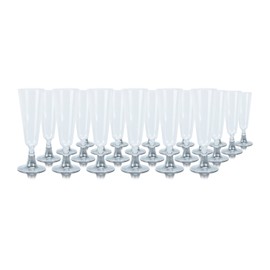 24 Clear Plastic Champagne Flutes/Glasses 140ml