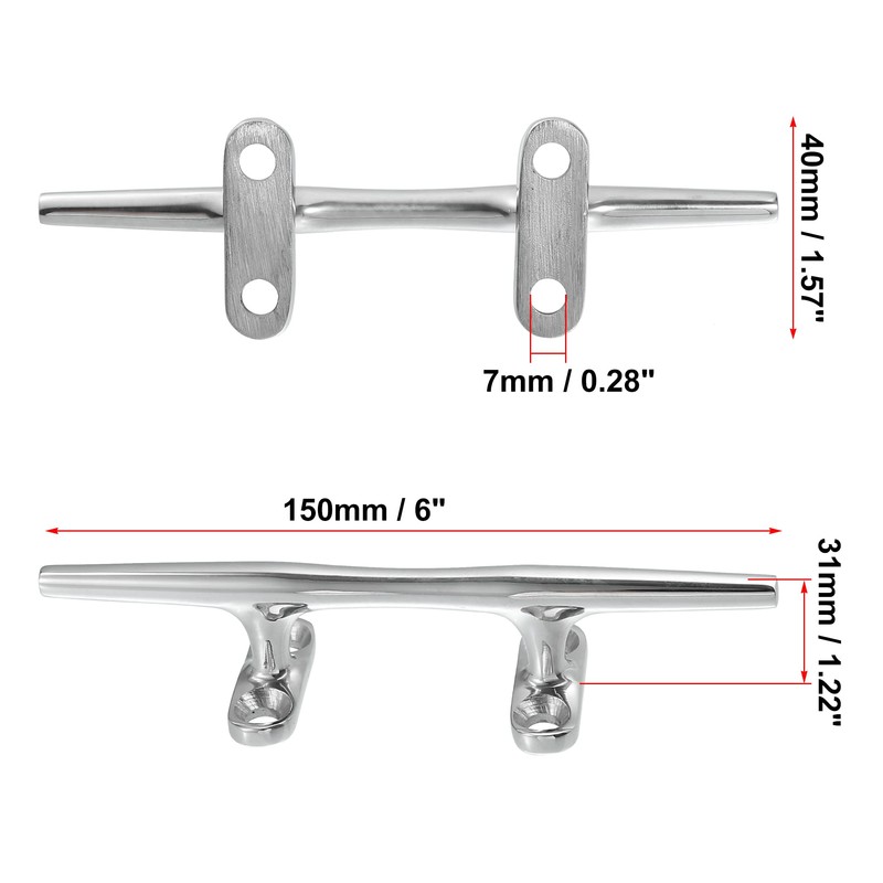X AUTOHAUX 2pcs 6 Inch Stainless Steel Flagpole Cleat Hook