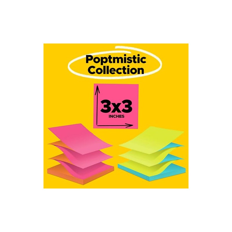Pop-Up Refills, 3 x 3, 4 Alternating Neon Colors, 12