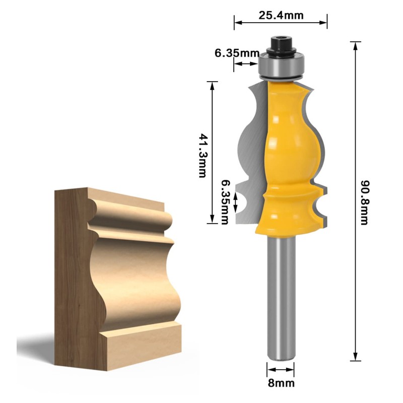 APlus 8 mm Shank Architectural Moulding Milling Cutter Set, Shaping