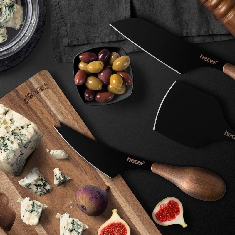 hecef Cheese Knife Set of 3, Bronze Grain Multipurpose Retro