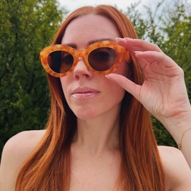 AIEYEZO - anteojos de sol de gran tamaño para mujer, diseño ovalado, con montura gruesa, estilo clásico, estilo retro, A2 Naranja Leopardo, MM