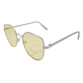 Komonee Cat Eye Square Sunglasses Silver Frame Yellow Lens Tint Glasses Designer Ladies Womens UV400 Protection Classic Shades