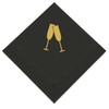 Weddingstar 3-Ply Gold Foil Cocktail Napkins Black - Champagne Flutes