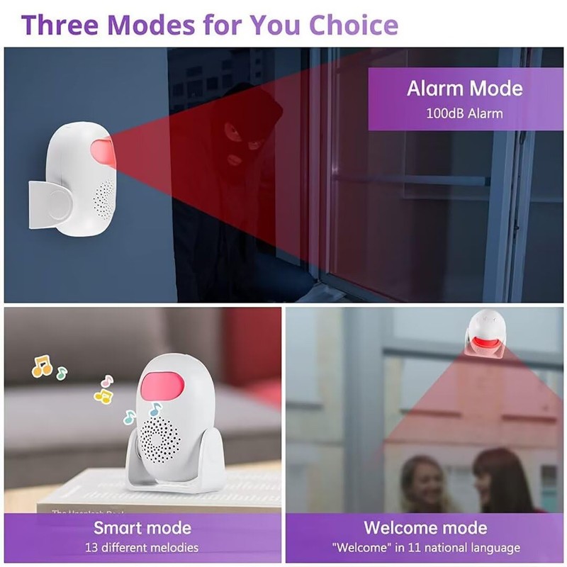 Motion Sensor Alarm with Remote Control Wireless Infrared Home Burglar