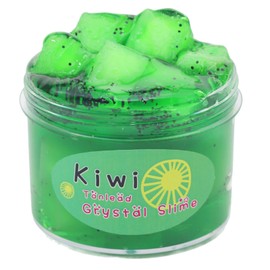 FLIPNEX Kiwi Green Clear Slime Crystal Putty Soft Jelly Clay Non-Sticky Slime Premade for Girls Boys, Crunchy Bubble Slime DIY Cotton Mud Stretchy Kids Toys Art Craft Birthday (Green)