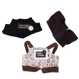 Novadex Doll Clothes for 17cm Dolls, Cute Outfit Set with Accessories, Bucket Hat and Overalls (No Doll) (Black Overalls Set)