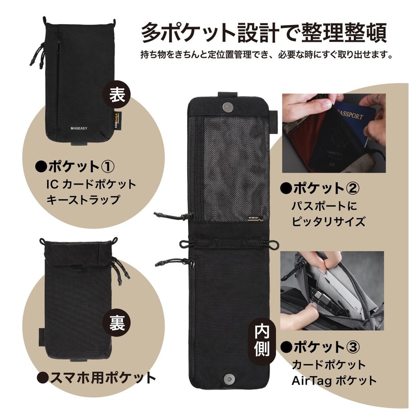 MagEasy Smartphone Compatible Shoulder Bag, Sacoche with Removable Strap, Mini