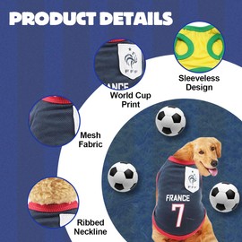 Vavious Chihuahua Clothes Cute Dog Shirts Summer Breathable Pet Vest for Small Medium Dogs Designer World Cup France Jersey Printed Cat Pullover Puppy Sleeveless Outfit Medium