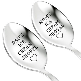2PCS Mom‘s /’ Dad's Ice Cream Shovel, Emotional Gifts for Dad, Funny Dad Birthday Gift, Stainless Steel Ice Cream Spoon Gift for Father's Day/Mother's Day, Christmas/Thanksgiving Gifts for Dad