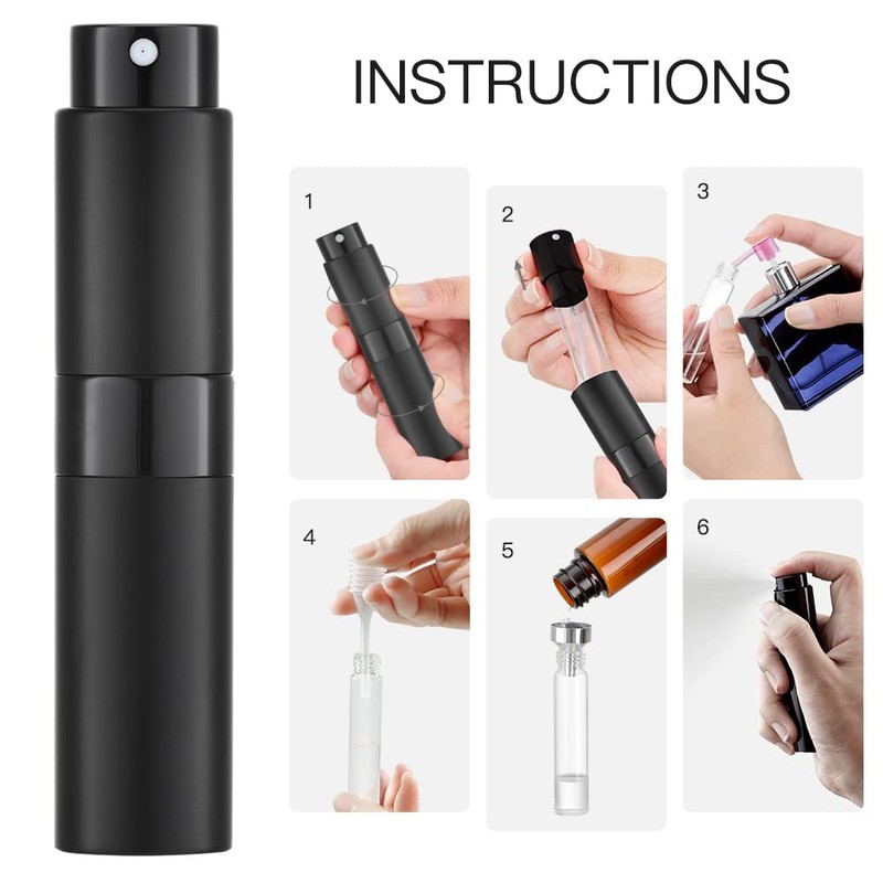 LISAPACK 8ML Atomizer Perfume Spray Bottle for Travel, Empty Refillable