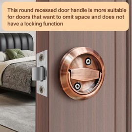 Round Recessed Door Lock, Stainless Steel 304 Hidden Recessed Cup Door Handle, Furniture Pulls Latch Knob for Privacy Pocket Door, Copper