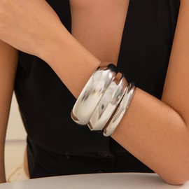 Gold Bangles for Women Chunky Gold Bracelets for Women Gold Cuff Bracelets Set Stackable Adjustable Open Bangle Bracelets Irregular Bracelets Trendy Jewelry Gifts for Women