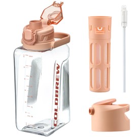 68 oz Water Bottle with Straw & 2 Spout Lids,BPA Free Half Gallon Water Bottle,Leakproof & BPA Free, Drinking Sports Half Gallon Water Bottle with Handle for Fitness, Gym & Outdoor