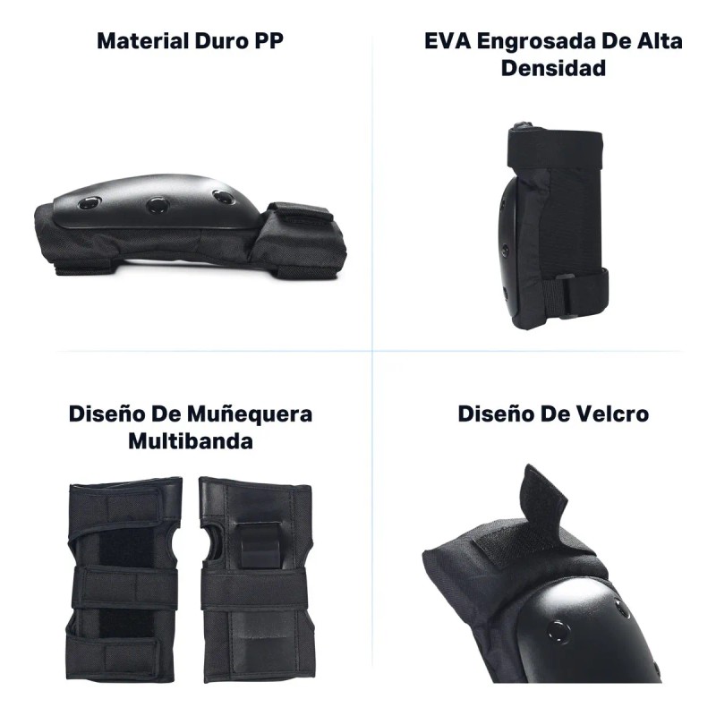 7pzs Kit De Proteccion Casco Codo Mano Patinaje Rodilla Niño