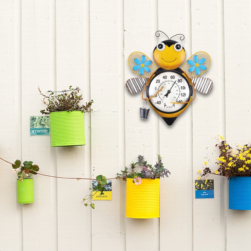 MUMTOP Indoor Outdoor Thermometer, Bees Large Number Wall Mounted Thermometer